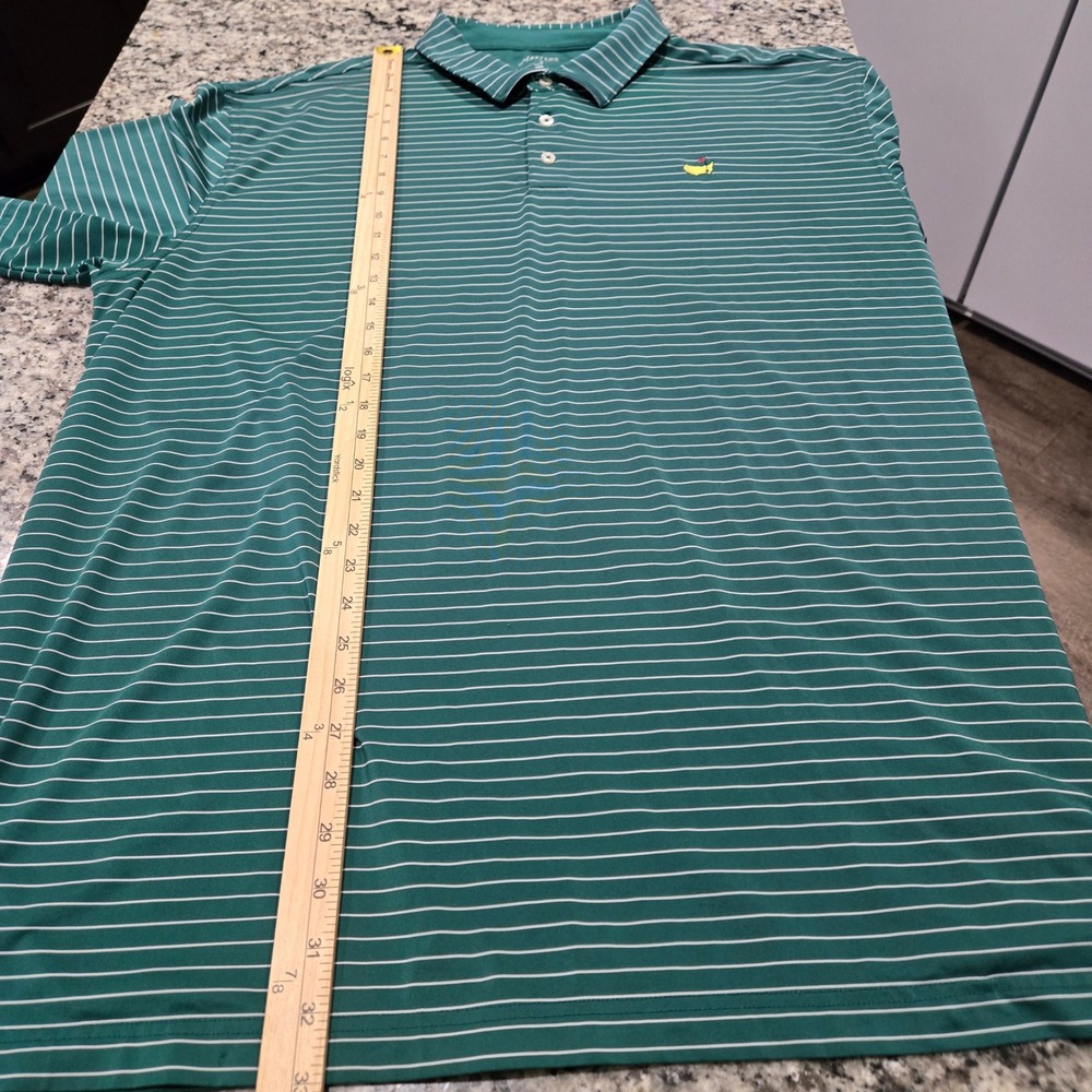 Masters Tech Golf Polo Mens 3XL Green Striped Tournament Logo Short Sleeve - Picture 9 of 10